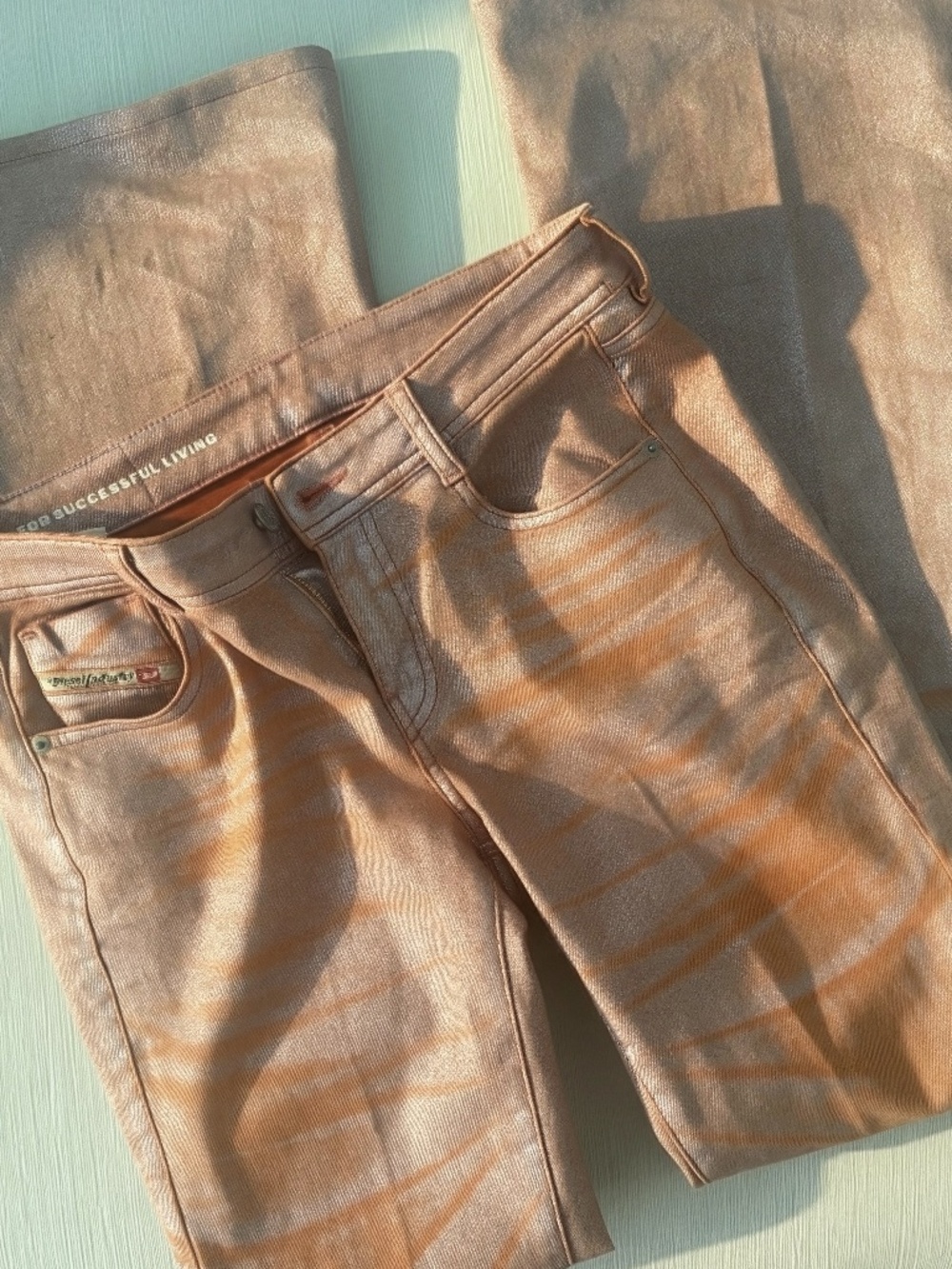 Vintage Diesel 1969 Y2K Metallic Low Rise Jeans W27
